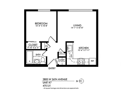 Floor plan 1 Bedroom, 1 Bath