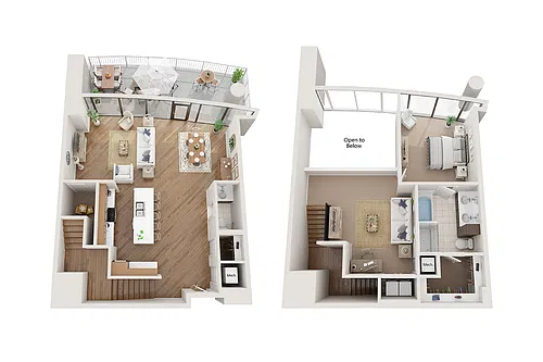 Floor plan 1 BR x 1 BA Garden Loft - C