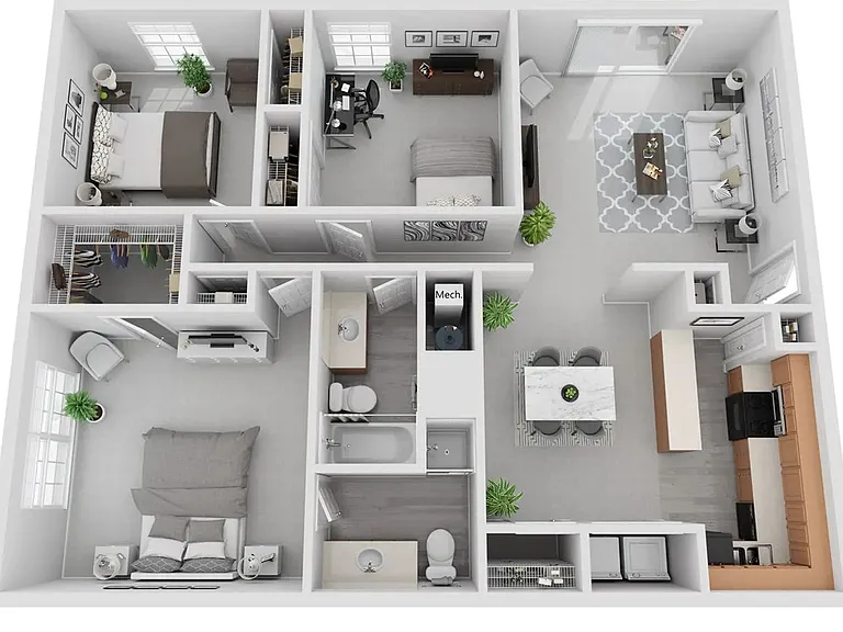 A photo of our 3x2 floor plan, The Bishop.