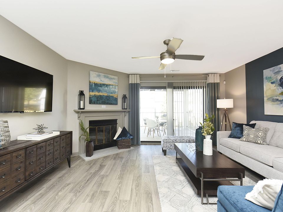 Spacious living room with hardwood-style flooring