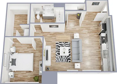 One bedroom, one bath, 651 square foot apartment One bedroom, one bath, 651 square foot apartment