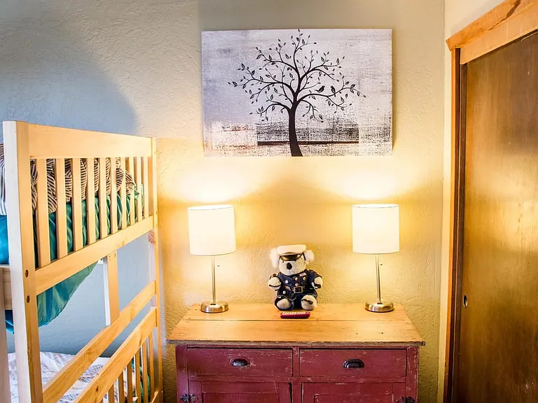 Full over full bunk beds with a pull out trundle