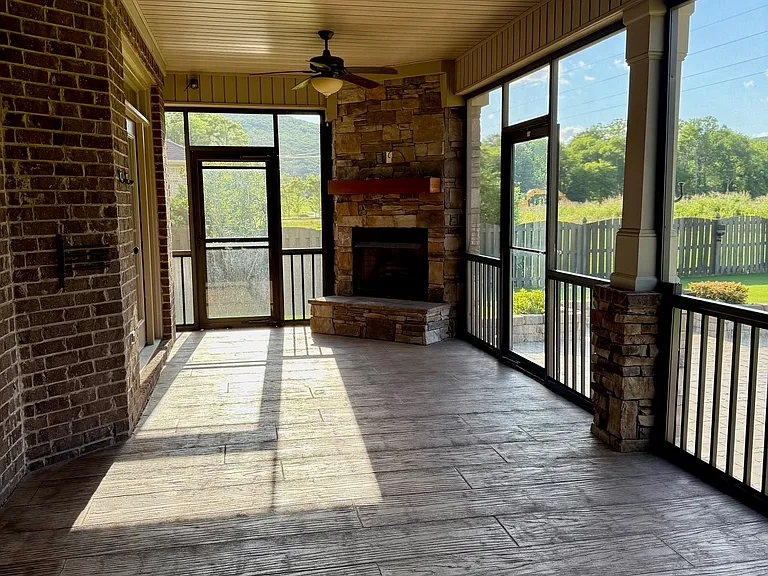 Screened Patio with gas fireplace