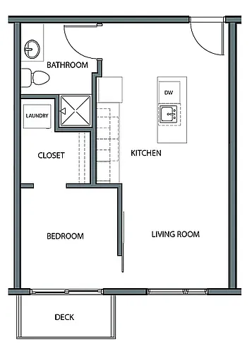 Floor plan 1 Bedroom E