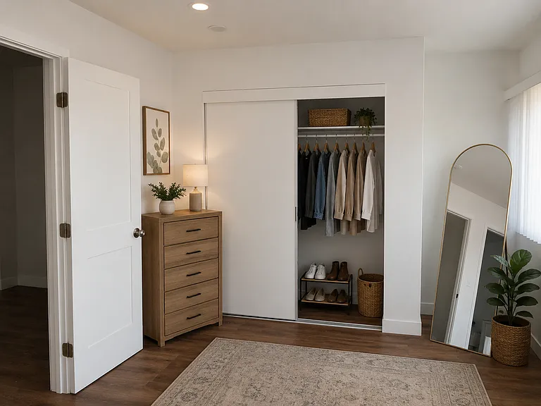 Brand New 1Bedroom+1Bath - Closet area, Digitally-altered/rendered - measurements/proportions approximate