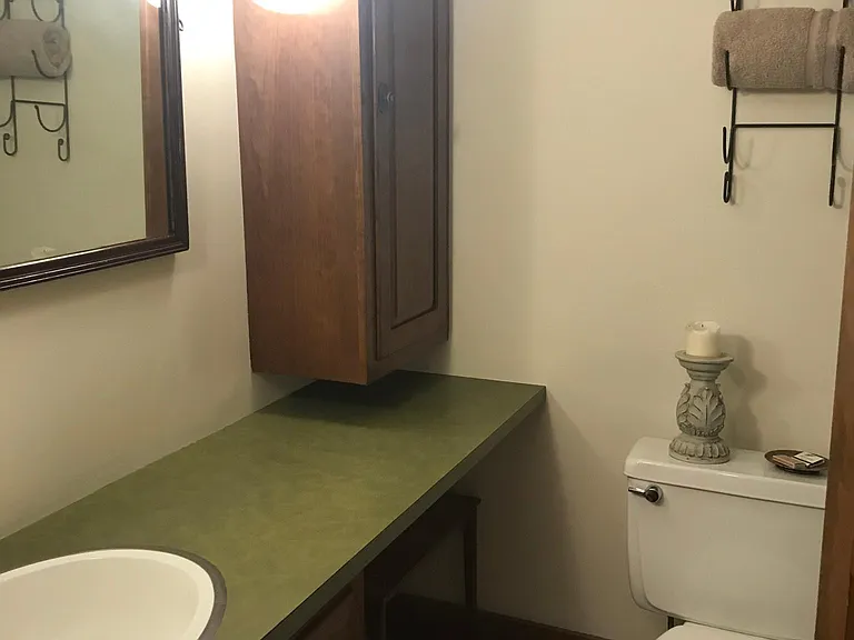 Bathroom 2 tub shower expanded vanity and linen closet