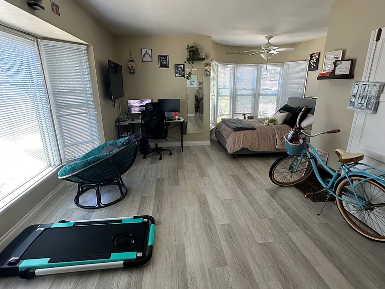 Two large Bay Windows with Water Views from the unit