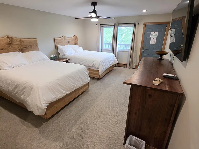 Bedroom Curtains and Shears Open for View