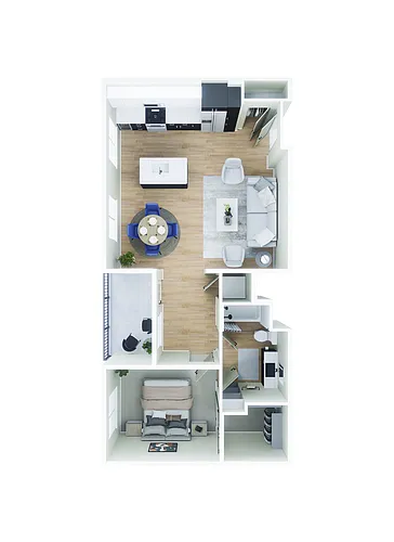 Floor plan 1BD, 1BTH A3