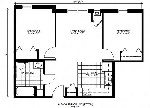 Floor plan Two Bedroom