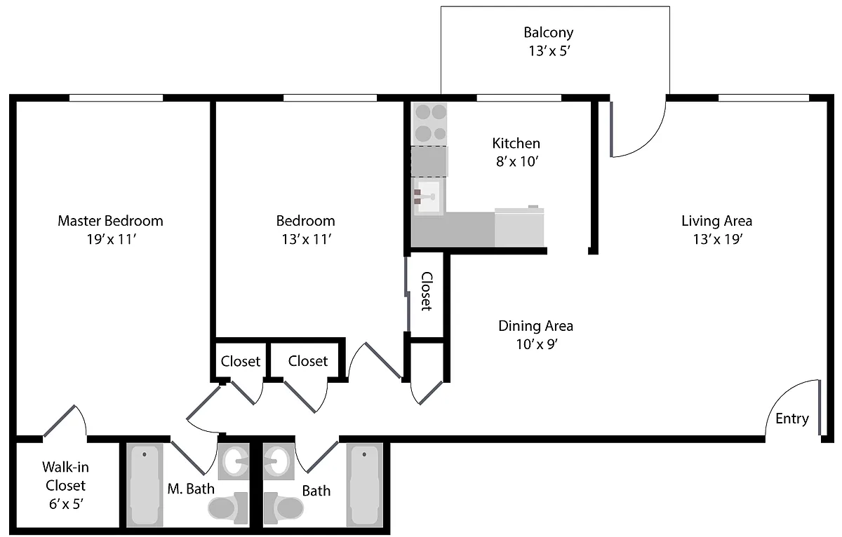 Floor plan Fort Strong Villas - Near Courthouse Metro 2B