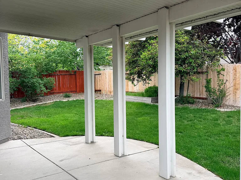 Backyard with covered patio