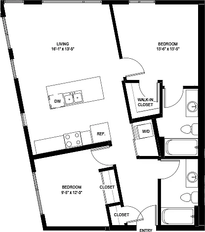 Floor plan Two Bedroom B1