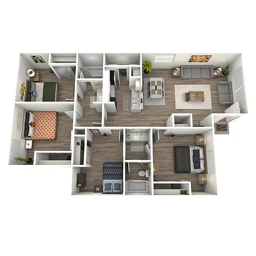 Floor plan Upgraded - 4 Bed 2 Bath