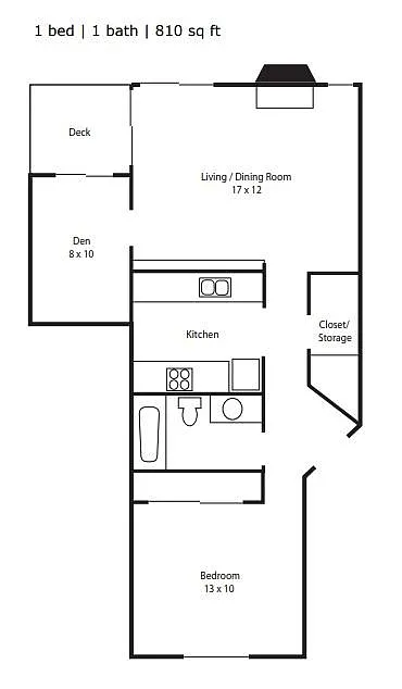 Floor plan One Bedroom with Den