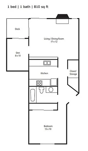 Floor plan One Bedroom with Den
