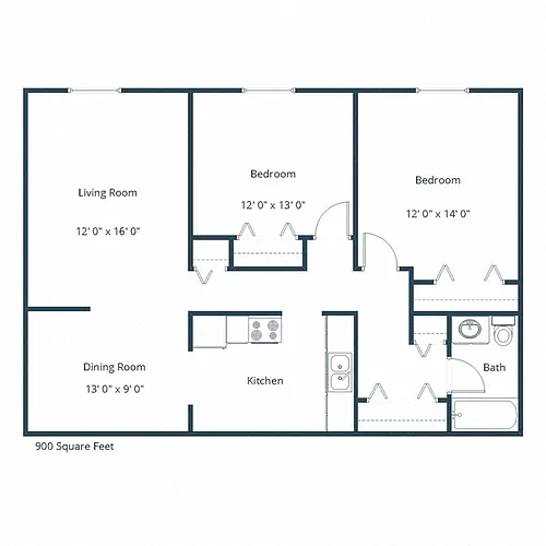 Floor plan Two Bedroom 21A