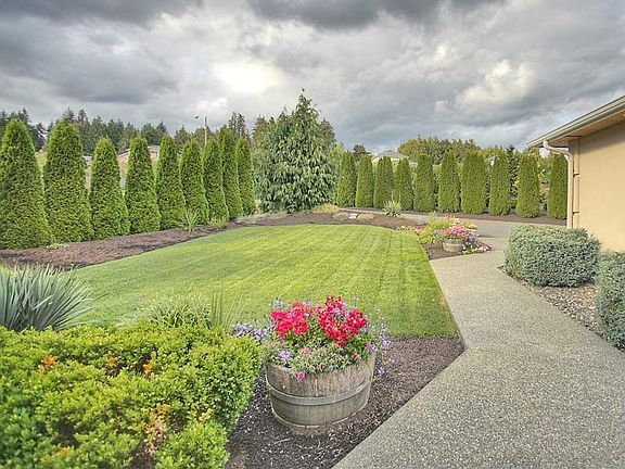 Front yard with sprinkler system