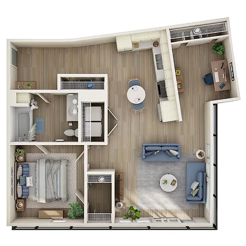 Floor plan 1 Bed, 1 Bath Den - MFTE - R