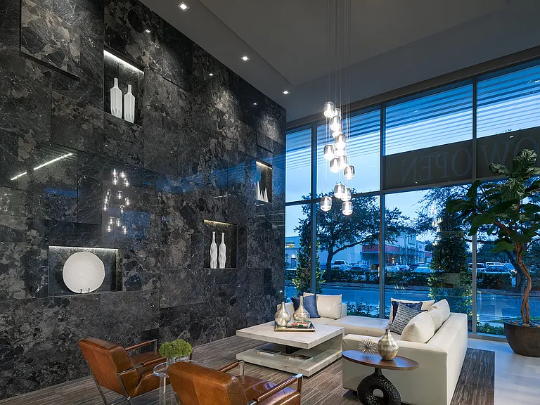 Leasing and resident lobby, where concierge and valet services await you upon your arrival