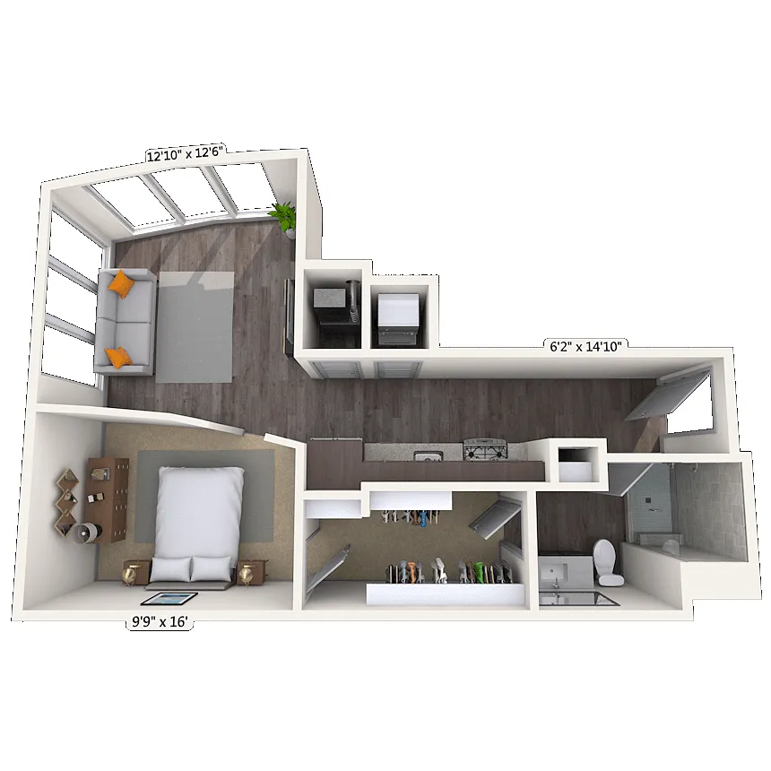 Floor plan Studio 0x1 646 SF