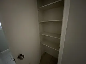 Linen closet off bathroom