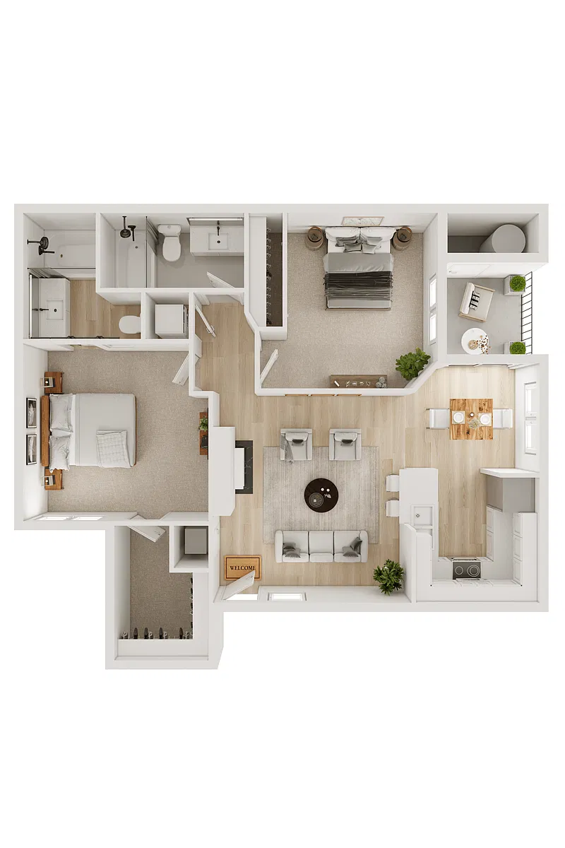 Floor plan 2 Bed 2 Bath A