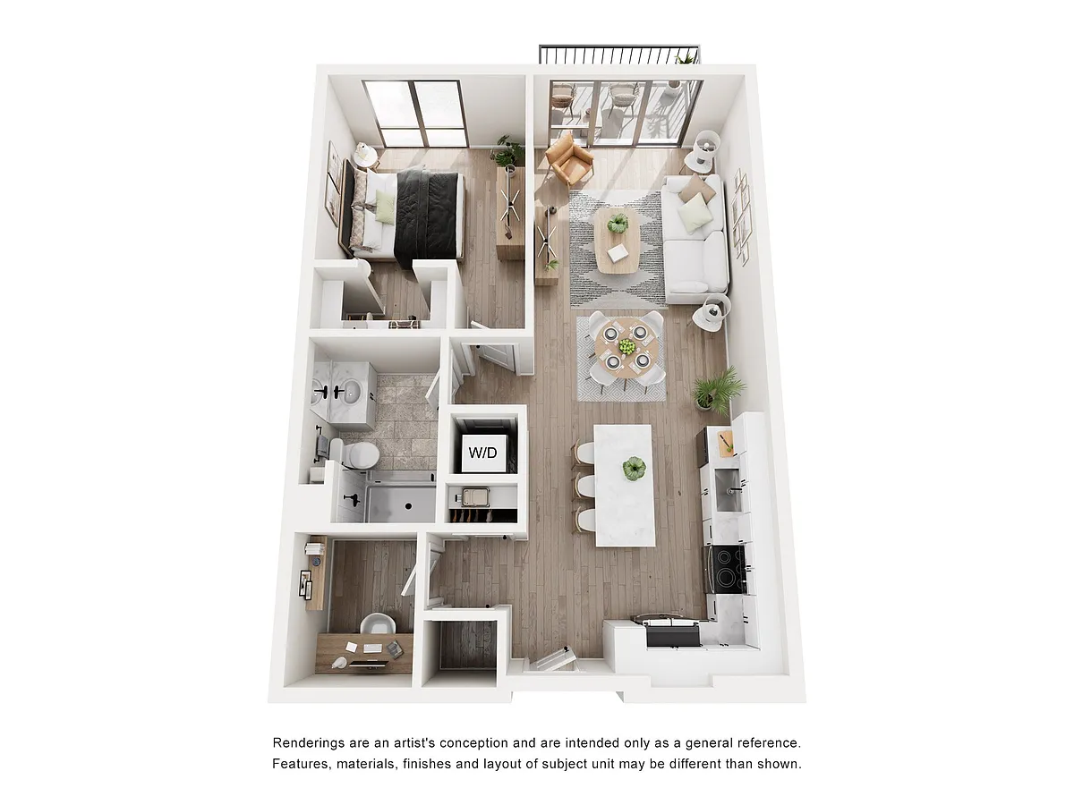 Floor plan A2B One Bedroom w/ Den One Bathroom