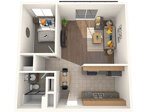 Floor plan One Bedroom, One Bath