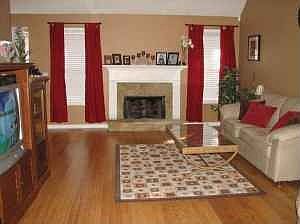 Bamboo Hardwood Floors Stone Fireplace