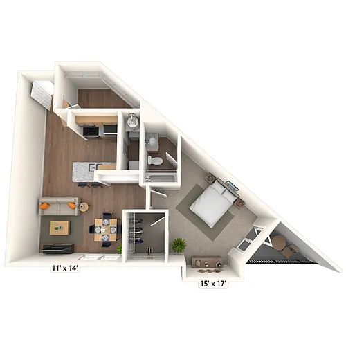 Floor plan Traditional 1x1 581-810 SF