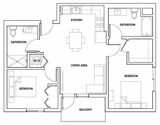 Floor plan 2 Bedroom B Fedora