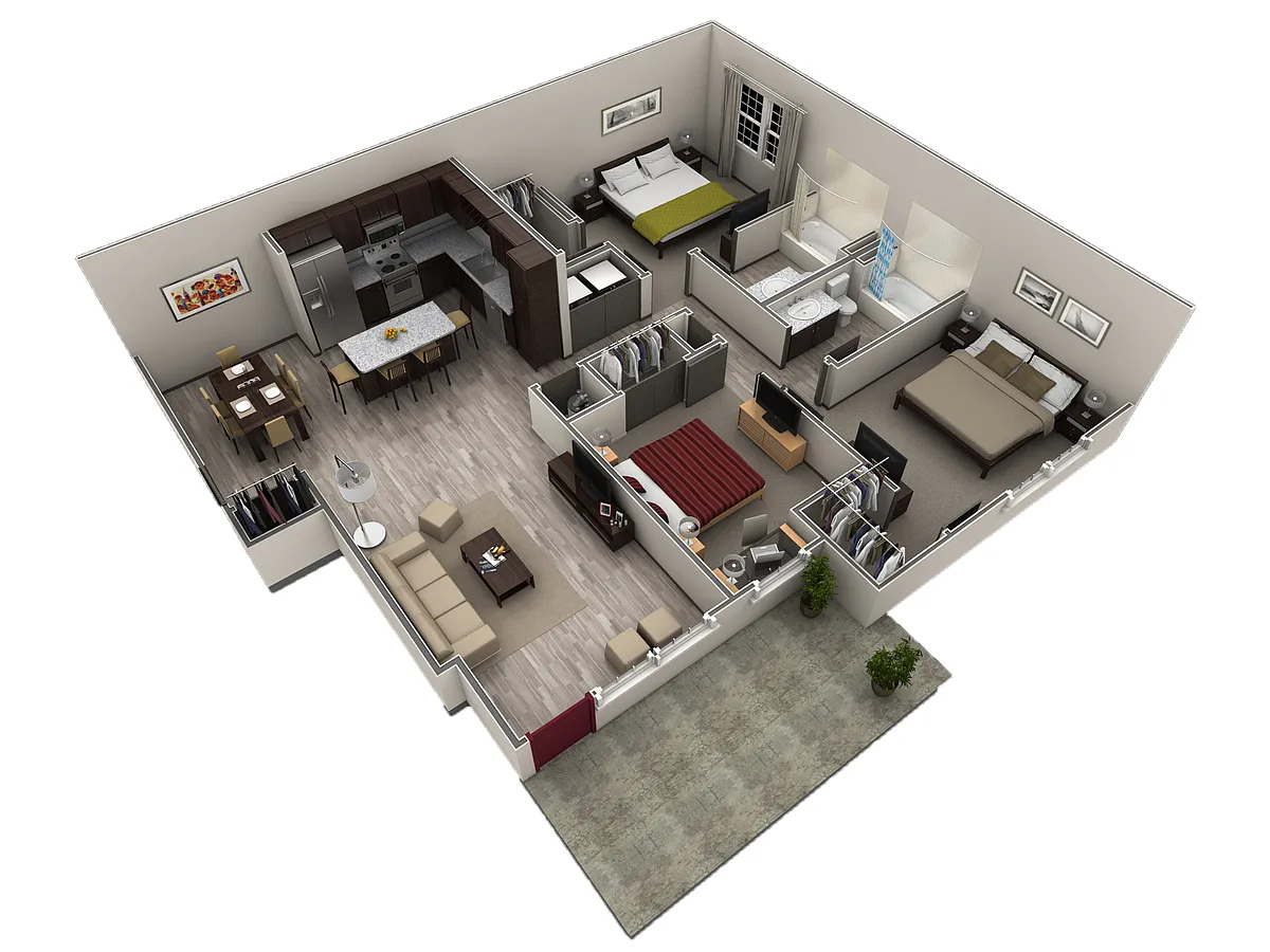 Floor plan 3 BR Grand Courtyard Garage