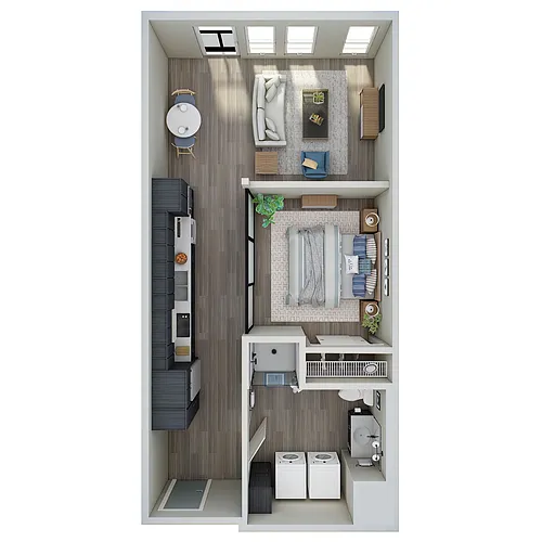Floor plan Open 1 Bed, 1 Bath - MFTE - A