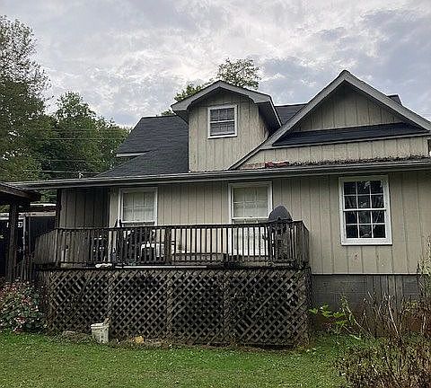 Wood deck on back of home