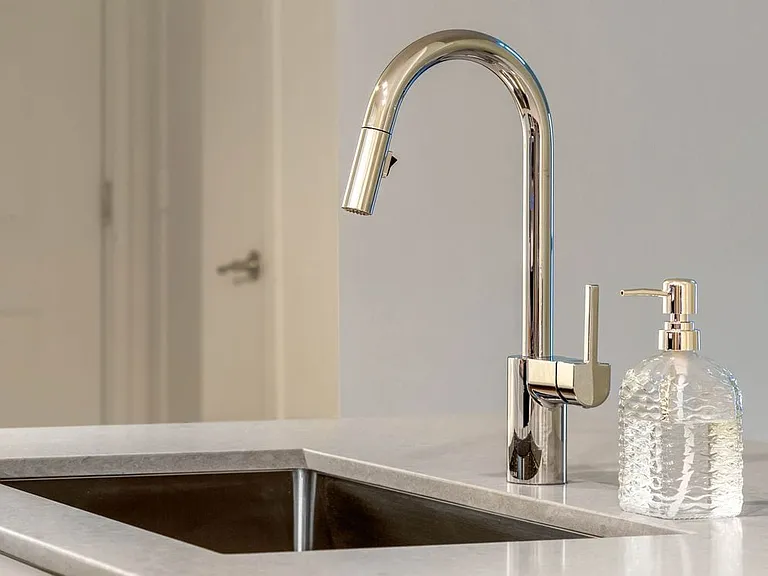 Renovated Package I kitchen with updated plumbing fixtures