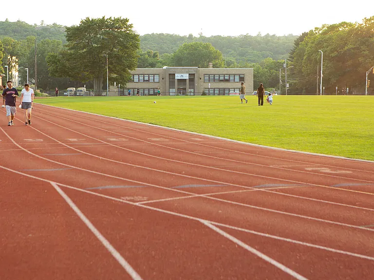 Stay fit by running at the nearby track