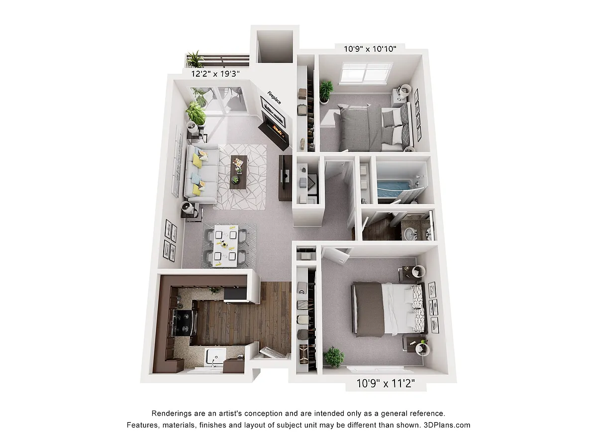 Floor plan 2 Bedroom 1 Bath