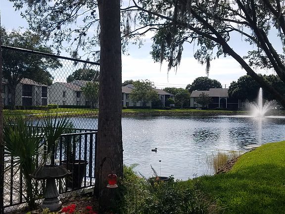 Pond next to pool area