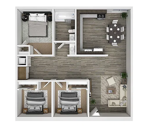 Floor plan Three Bedroom, One Bath - Renovated