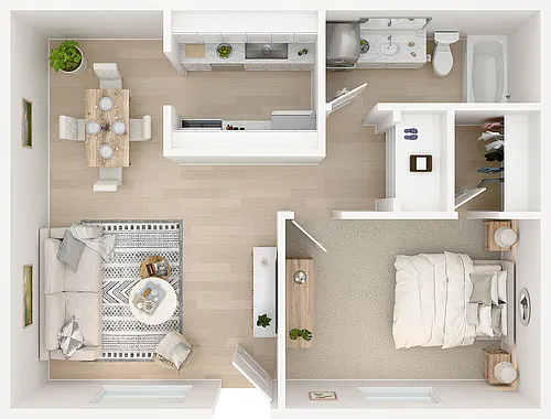Floor plan 1BD, 1BTH BR