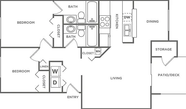 Two Bedroom Two Bath | 932 sq. ft. Two Bedroom Two Bath | 932 sq. ft.