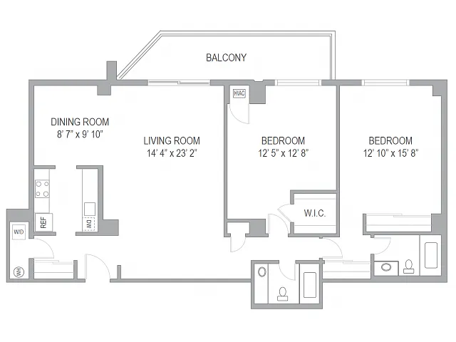 Floor plan 2BR/2BA FURNISHED (30-Day Stay Available)
