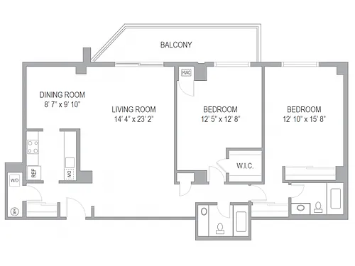 Floor plan 2BR/2BA FURNISHED (30-Day Stay Available)