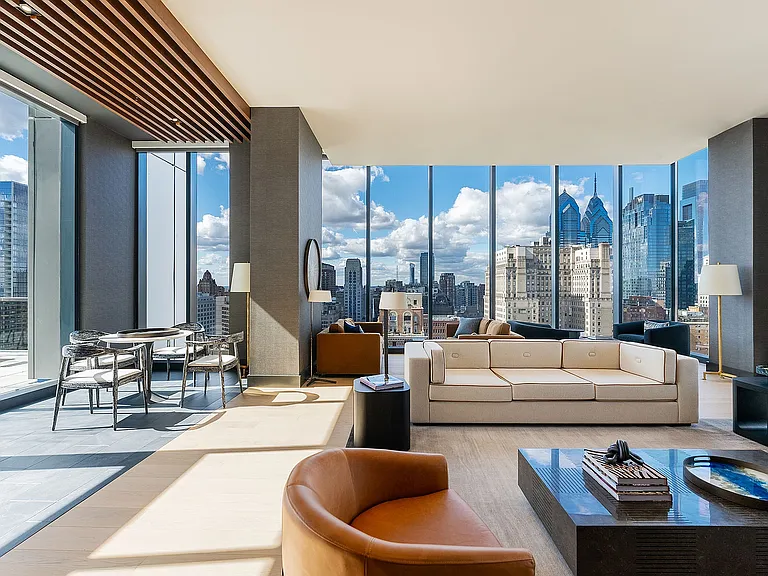 Resident Lounge Overlooking Center City Skyline