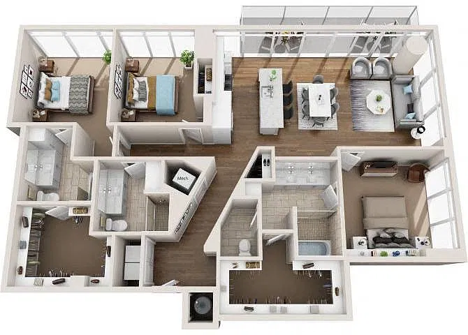 Floor plan 3BR/3BA C3