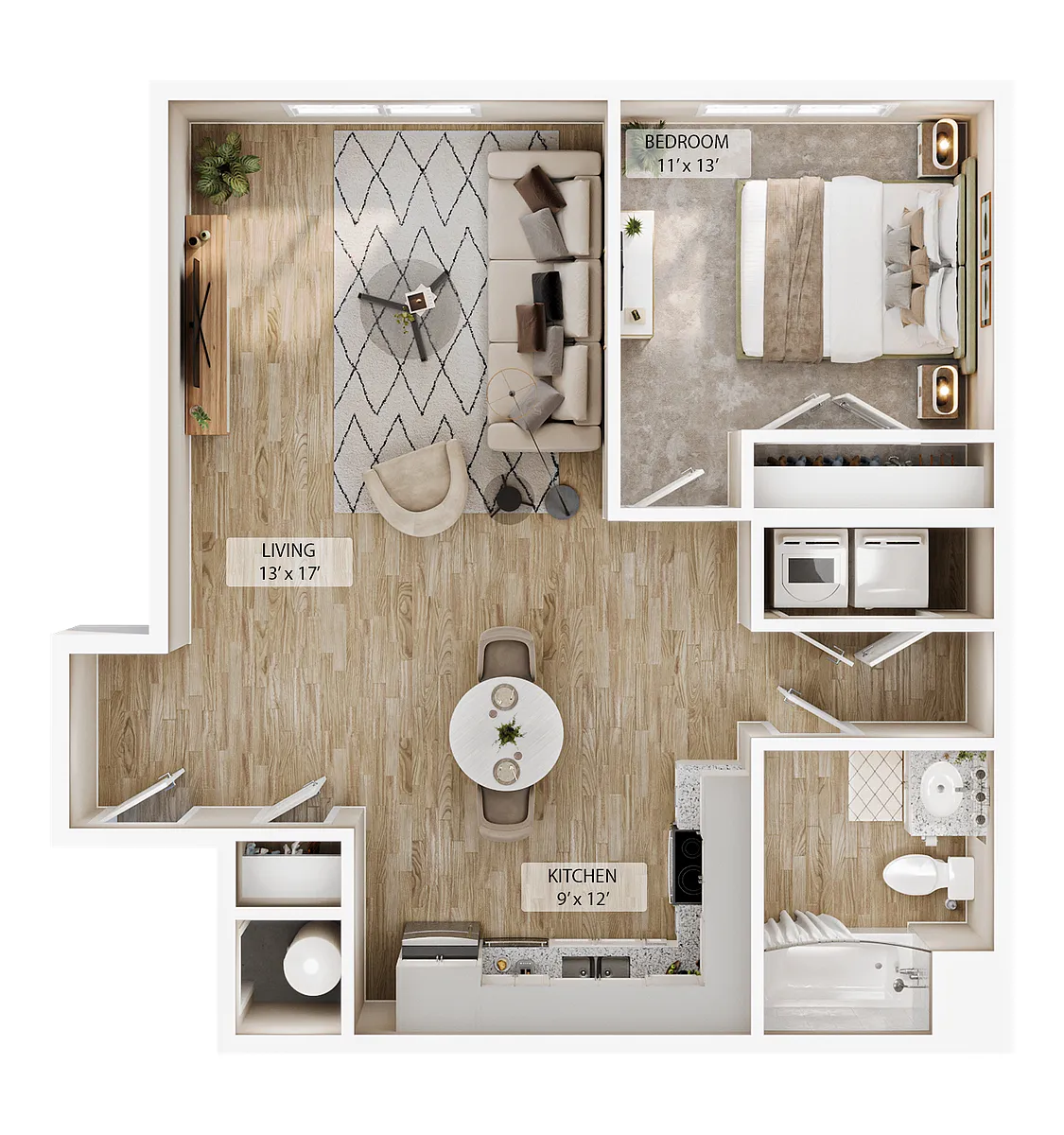 Floor plan 1 BR Bluff Summit