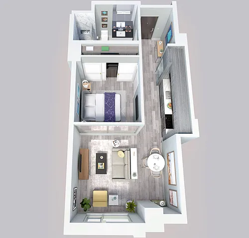 Floor plan 1 Bed, 1 Bath B