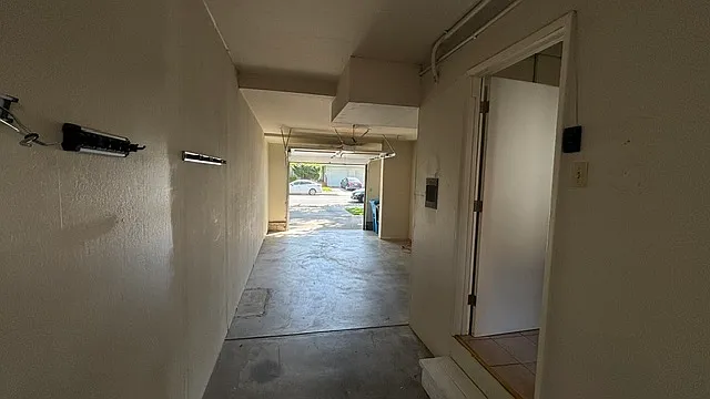 One car garage with small built in storage.
