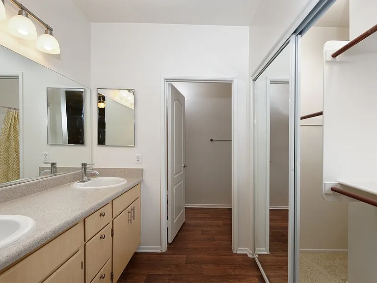 Classic Package II bath with laminate countertops, oak cabinetry, and hard surface flooring
